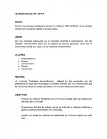 CASO TOSTADITAS PLANEACION ESTRATEGICA. Página 1