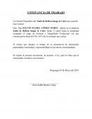 La Gerente Propietaria del Salón de Belleza Image & Color que suscribe, hace constar: CONSTANCIA DE TRABAJO