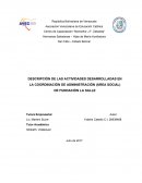 DESCRIPCIÓN DE LAS ACTIVIDADES DESARROLLADAS EN LA COORDINACIÓN DE ADMINISTRACIÓN (ÁREA SOCIAL) DE FUNDACIÓN LA SALLE