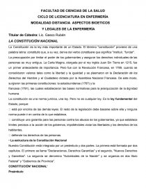 LA CONSTITUCIÓN NACIONAL MODALIDAD DISTANCIA ASPECTOS BIOETICOS. Página 1
