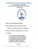 PROCESO DE TOMA DE DECISIÓN FRENTE A PROBLEMAS DE UNA EMPRESA
