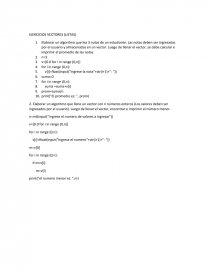EJERCICIOS VECTORES (LISTAS). Página 1