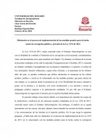 Obstáculos en el proceso de implementación de las medidas penales para la lucha contra la corrupción pública y privada de la Ley 1474 de 2011. Página 1