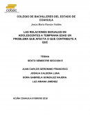 LAS RELACIONES SEXUALES EN JOVENES A TEMPRANA EDAD