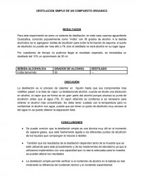 DESTILACION SIMPLE DE UN COMPUESTO ORGANICO. Página 1