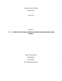 Análisis crítico- “On being; unity theory and practice through emancipatory action research”. Página 1