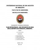UN NUEVO PLAN ESTRATEGICO –USO EFICIENTE DE AGUA EN EL DISTRITO DE CHIGUATA, AREQUIPA.