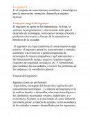 El ingeniero Es el conjunto de conocimientos científicos y tecnológicos para la innovación, invención, desarrollo y mejoras técnicas.