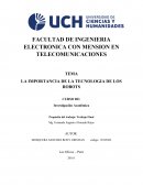 LA IMPORTANCIA DE LA TECNOLOGIA DE LOS ROBOTS