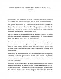 LA EXPLOTACION LABORAL POR EMPRESAS TRANSNACIONALES Y LA POBREZA. Página 1