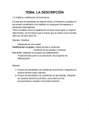 LA DESCRIPCIÓN 1.5 Análisis y clasificación de fenómenos