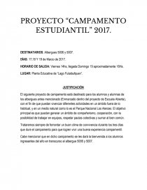 PROYECTO “CAMPAMENTO ESTUDIANTIL” 2017. Página 1