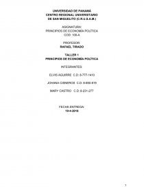 PRINCIPIOS DE ECONOMÍA POLÍTICA REFLEXIÓN. Página 1