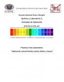 Practica 3 de Laboratorio. “Aplicando conocimientos sobre ácidos y bases”