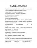Cuestionario ¿Cuál le parece el principal problema que enfrenta la municipalidad y que le impide lograr el desarrollo de nuestra localidad?