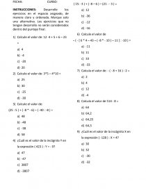 Prueba Matemática Octavo Básico. Página 1