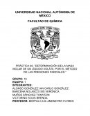 PRÁCTICA 05. “DETERMINACIÓN DE LA MASA MOLAR DE UN LÍQUIDO VOLÁTIL POR EL MÉTODO DE LAS PRESIONES PARCIALES.”