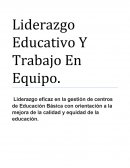 PROYECTO Liderazgo Educativo Y Trabajo En Equipo.