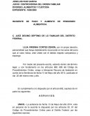 INCIDENTE DE PAGO Y AUMENTO DE PENSIONEN ALIMENTICIA.