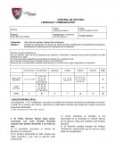 CONTROL DE LECTURA LENGUAJE Y COMUNICACIÓN