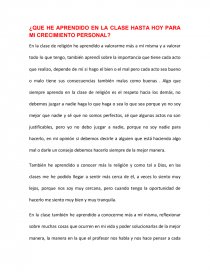 ¿QUE HE APRENDIDO EN LA CLASE HASTA HOY PARA MI CRECIMIENTO PERSONAL?-. Página 1