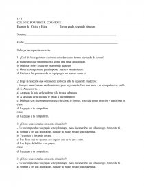 Examen de Cívica y Ética. Tercer grado, segundo bimestre.. Página 1