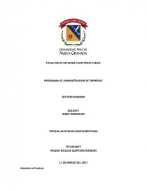 PROGRAMA DE ADMINISTRACION DE EMPRESAS GESTION HUMANA. Página 1