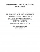 EL AHORRO Y SU INCIDENCIA EN EL BIENESTAR DE LAS FAMILIAS DEL BARRIO ALTAMIRA DEL CANTÓN MANTA