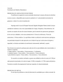 Formulación de Modelos Matemáticos. Página 1