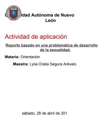 Reporte basado en una problemática de desarrollo de la sexualidad. Página 1