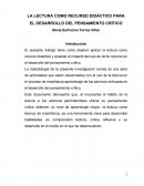 LA LECTURA COMO RECURSO DIDÁCTICO PARA EL DESARROLLO DEL PENSAMIENTO CRÍTICO