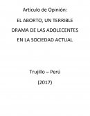 El aborto, un terrible drama de las adolescentes en la sociedad actual