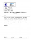 OBJETIVOS DEL MANUAL DE ORGANIZACIÓN Y DESCRIPCION DE PUESTOS