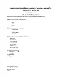 Indicaciones: resolver auxiliándose del material enviado sobre la tecnología del huevo.. Página 1