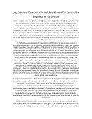 Iniciacion universitaria Ley Servicio Comunitario Del Estudiante De Educación Superior en la UNESR