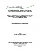 ENSAYO ARGUMENTATIVO SOBRE LA GESTIÓN DEL CONOCIMIENTO BASADO EN EL LIBRO "LA QUINTA DISCIPLINA"