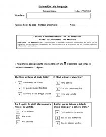 Evaluación El Problema de Martina. Página 1