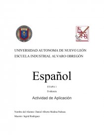 Español ETAPA 1 Evidencia. Página 1