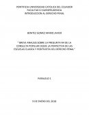 Breve analisis sobre la pregunta N4 de la consulta popular desde la perpectiva de las escuelas clasica y positivista del Derecho Penal