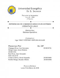 REFERENCIAS DE COMANDOS BÁSICOS EN SISTEMAS OPERATIVOS LINUX. Página 1