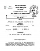 ANÁLISIS DE LA PLANEACIÓN DIDÁCTICA DE UN DOCENTE