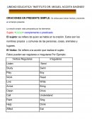 ORACIONES EN PRESENTE SIMPLE: Se utiliza para indicar hechos y acciones en el tiempo presente
