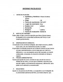 INFORME PSICOLOGICO. OBSERVACION DE CONDUCTA