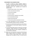 PROCEDIMIENTO PARA RESERVACIONES