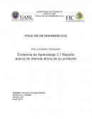 Evidencia de Aprendizaje Reporte acerca de dilemas éticos de su profesión