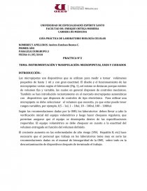 INSTRUMENTACIÓN Y MANIPULACIÓN: MICROPIPETAS, USOS Y CUIDADOS. Página 1