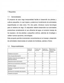 Requerimientos sistema de riego arduino. Página 1