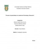 Proceso de aprendizaje en la materia de psicología y educación