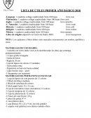 LISTA DE ÚTILES PRIMER AÑO BÁSICO 2018