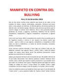 MANIFIETO EN CONTRA DEL BULLYING